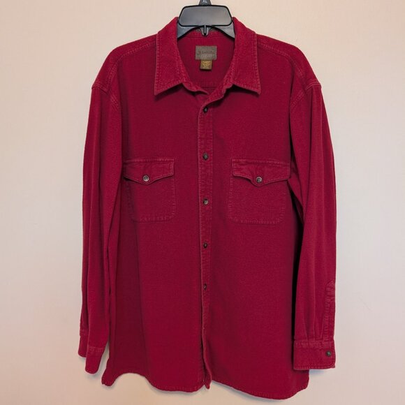 St. John's Bay XL Tall button front long sleeve red burgundy maroon flannel - Picture 1 of 11